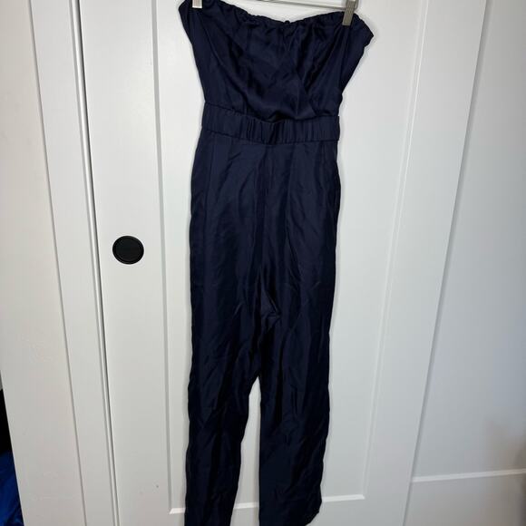 NWT J. Crew Collection Navy Blue 100% Silk Strapless Jumpsuit Size 8 - Picture 2 of 8